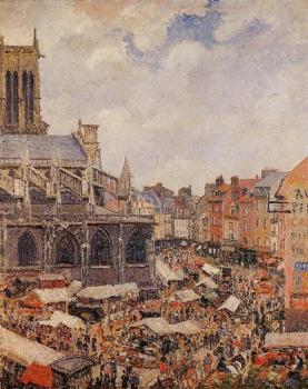 Camille Pissarro : The Market by the Church of Saint-Jacques, Dieppe